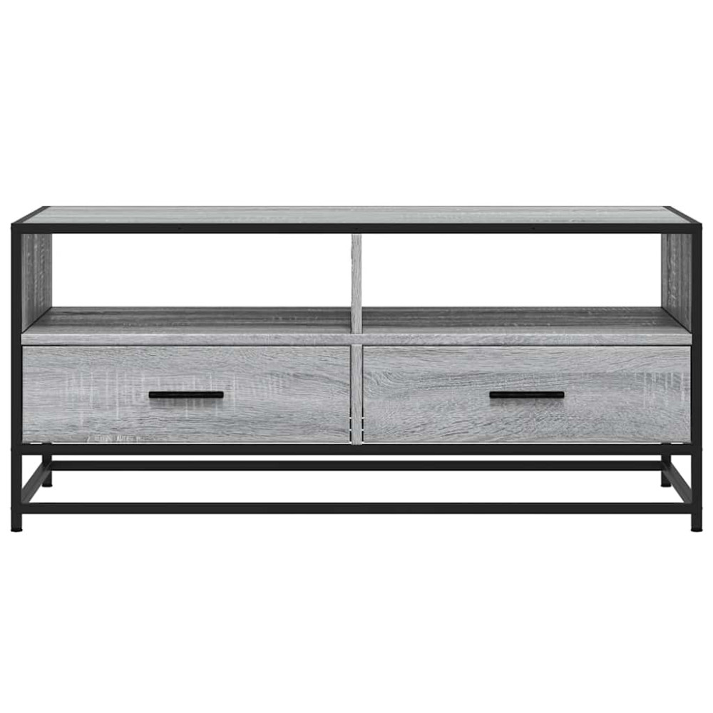 Produktbild för Soffbord grå sonoma 100x50x45 cm konstruerat trä och metall