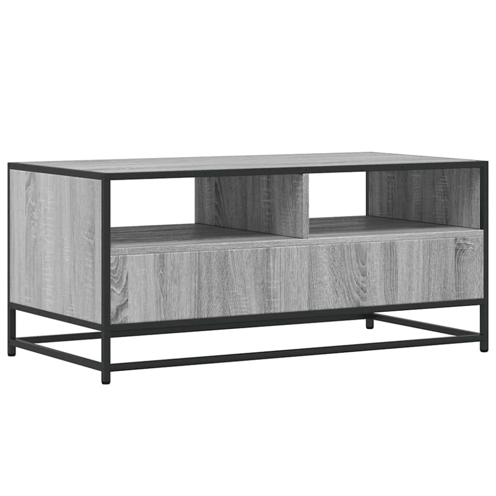 Produktbild för Soffbord grå sonoma 100x50x45 cm konstruerat trä och metall