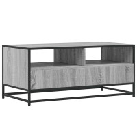 Produktbild för Soffbord grå sonoma 100x50x45 cm konstruerat trä och metall