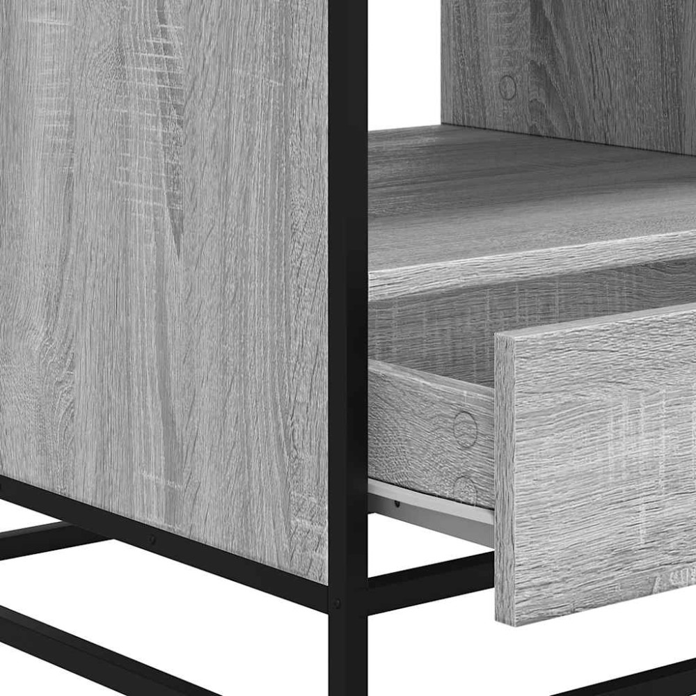Produktbild för Soffbord grå sonoma 100x50x45 cm konstruerat trä och metall