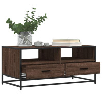 Produktbild för Soffbord brun ek 100x50x45 cm konstruerat trä och metall