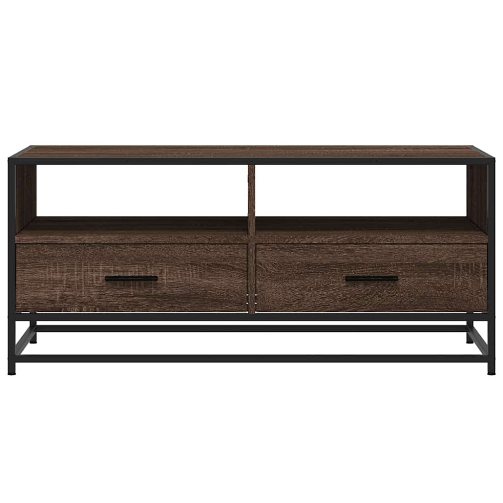 Produktbild för Soffbord brun ek 100x50x45 cm konstruerat trä och metall
