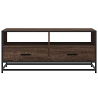 Produktbild för Soffbord brun ek 100x50x45 cm konstruerat trä och metall