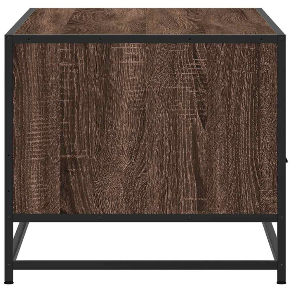 Produktbild för Soffbord brun ek 100x50x45 cm konstruerat trä och metall