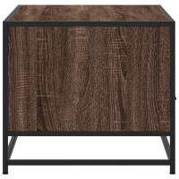 Produktbild för Soffbord brun ek 100x50x45 cm konstruerat trä och metall