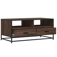 Produktbild för Soffbord brun ek 100x50x45 cm konstruerat trä och metall
