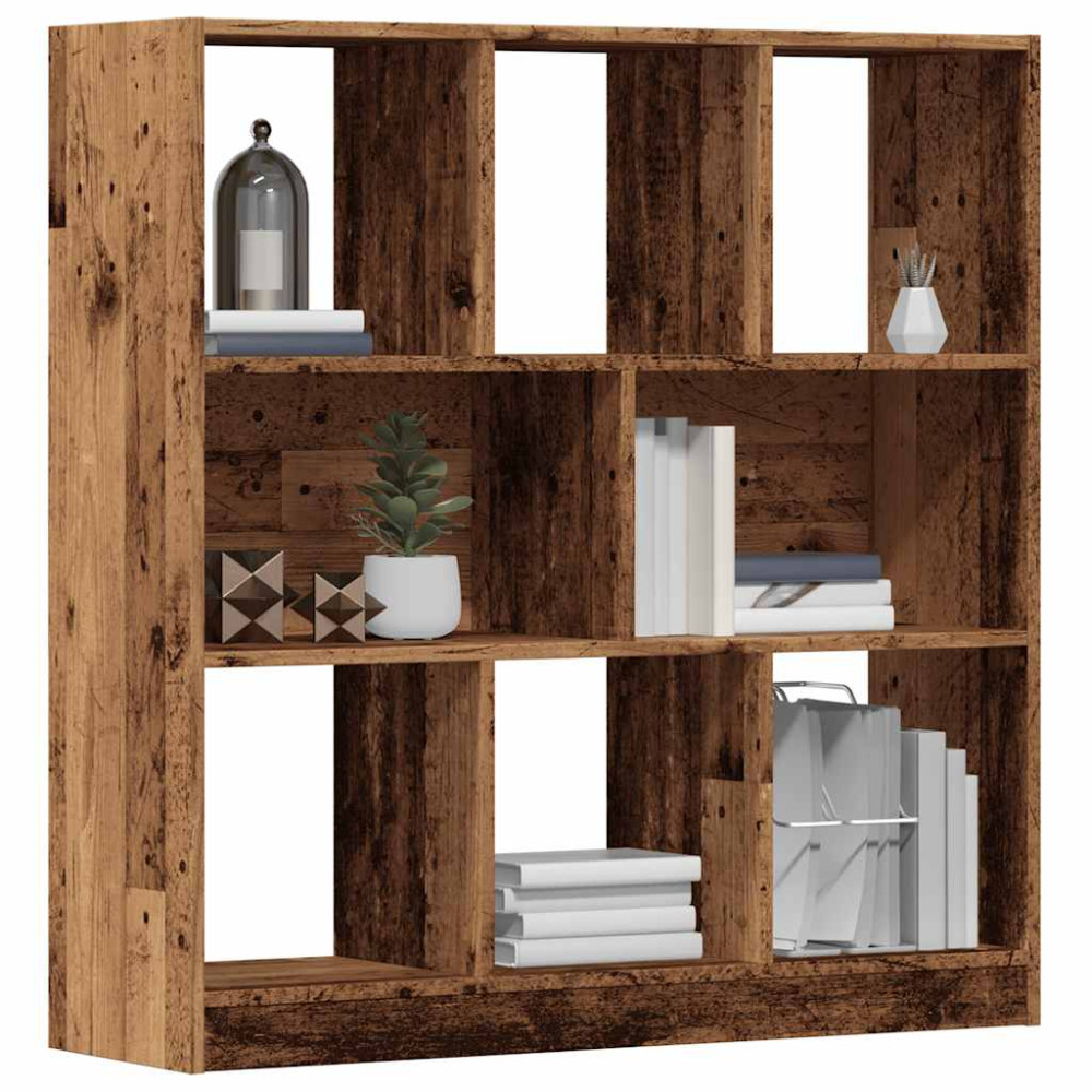 Produktbild för Bokhylla åldrat trä 97,5x29,5x100 cm konstruerat trä