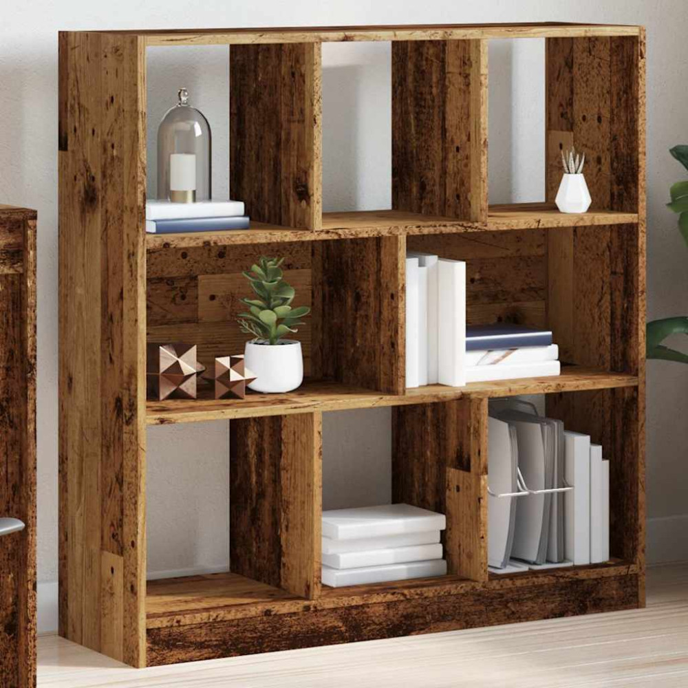 Produktbild för Bokhylla åldrat trä 97,5x29,5x100 cm konstruerat trä