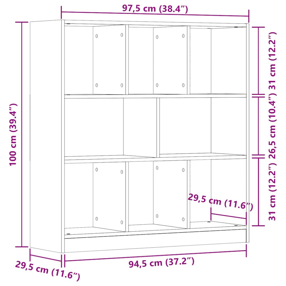 Produktbild för Bokhylla åldrat trä 97,5x29,5x100 cm konstruerat trä