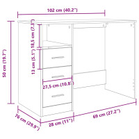 Produktbild för Skrivbord åldrat trä 102x76x50 cm konstruerat trä