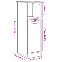 Produktbild för Badrumsskåp betonggrå 30x30x95 cm konstruerat trä