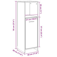 Produktbild för Badrumsskåp artisan ek 30x30x95 cm konstruerat trä