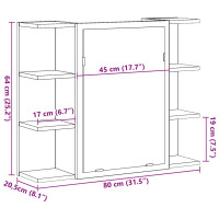 Produktbild för Spegelskåp för badrum betonggrå 80x20,5x64 cm konstruerat trä