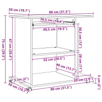 Produktbild för Datorbord åldrat trä 80x50x75 cm konstruerat trä