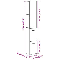 Produktbild för Badrumsskåp ek 25x25x170 cm konstruerat trä