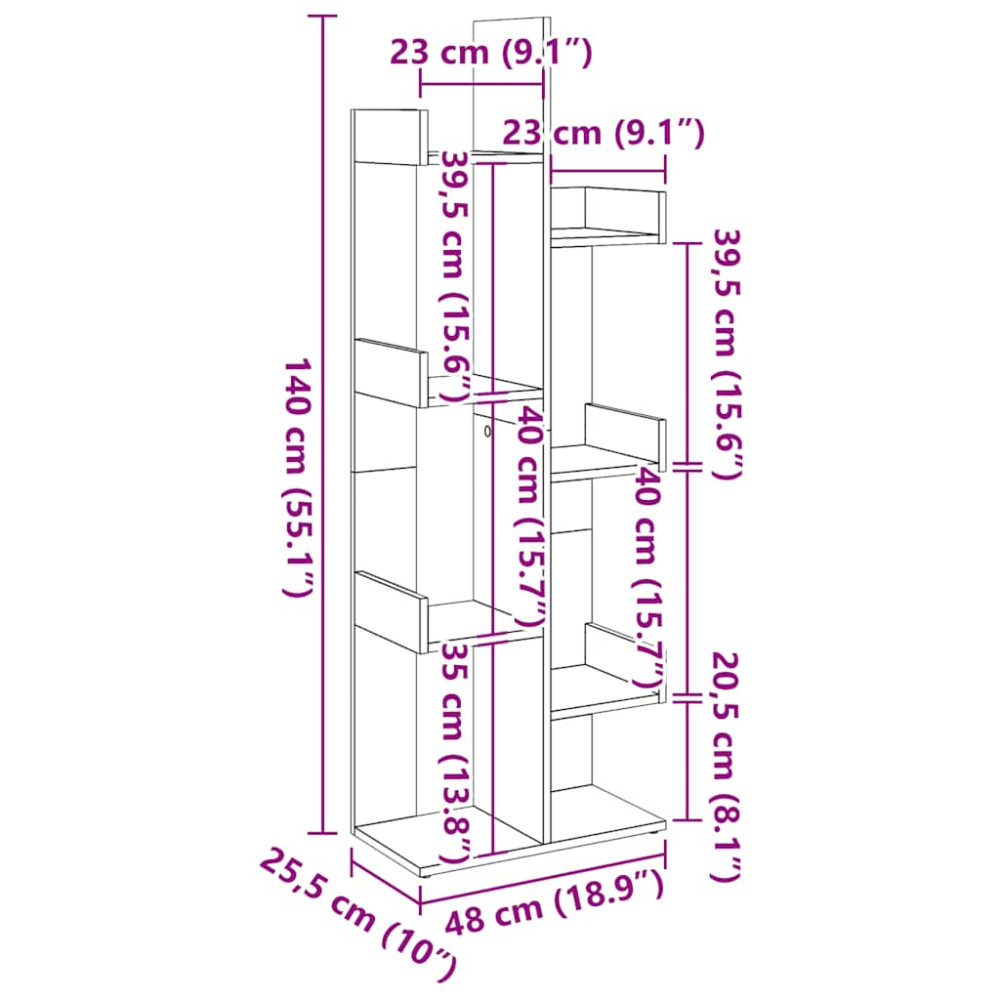 Produktbild för Bokhylla gammalt trä 48x25,5x140 cm konstruerat trä