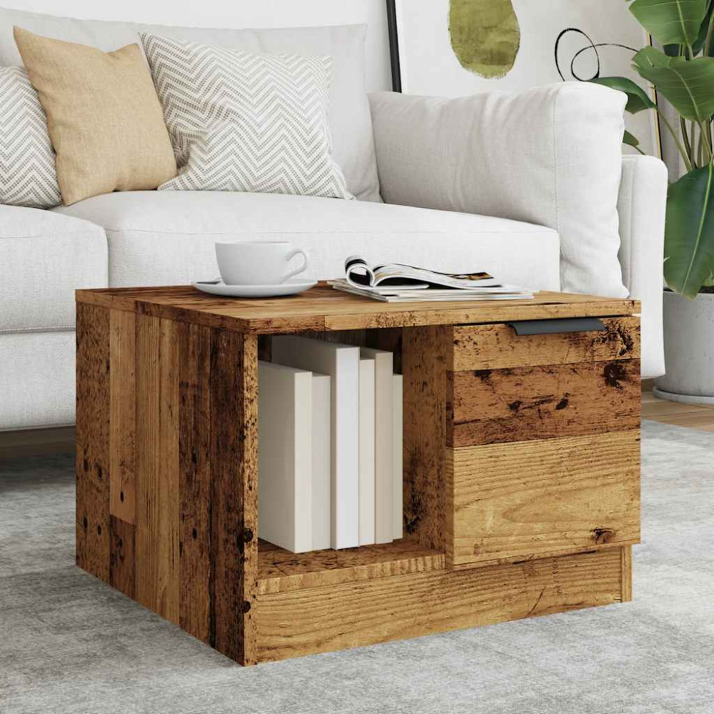 Produktbild för Soffbord åldrat trä 50x50x36 cm konstruerat trä
