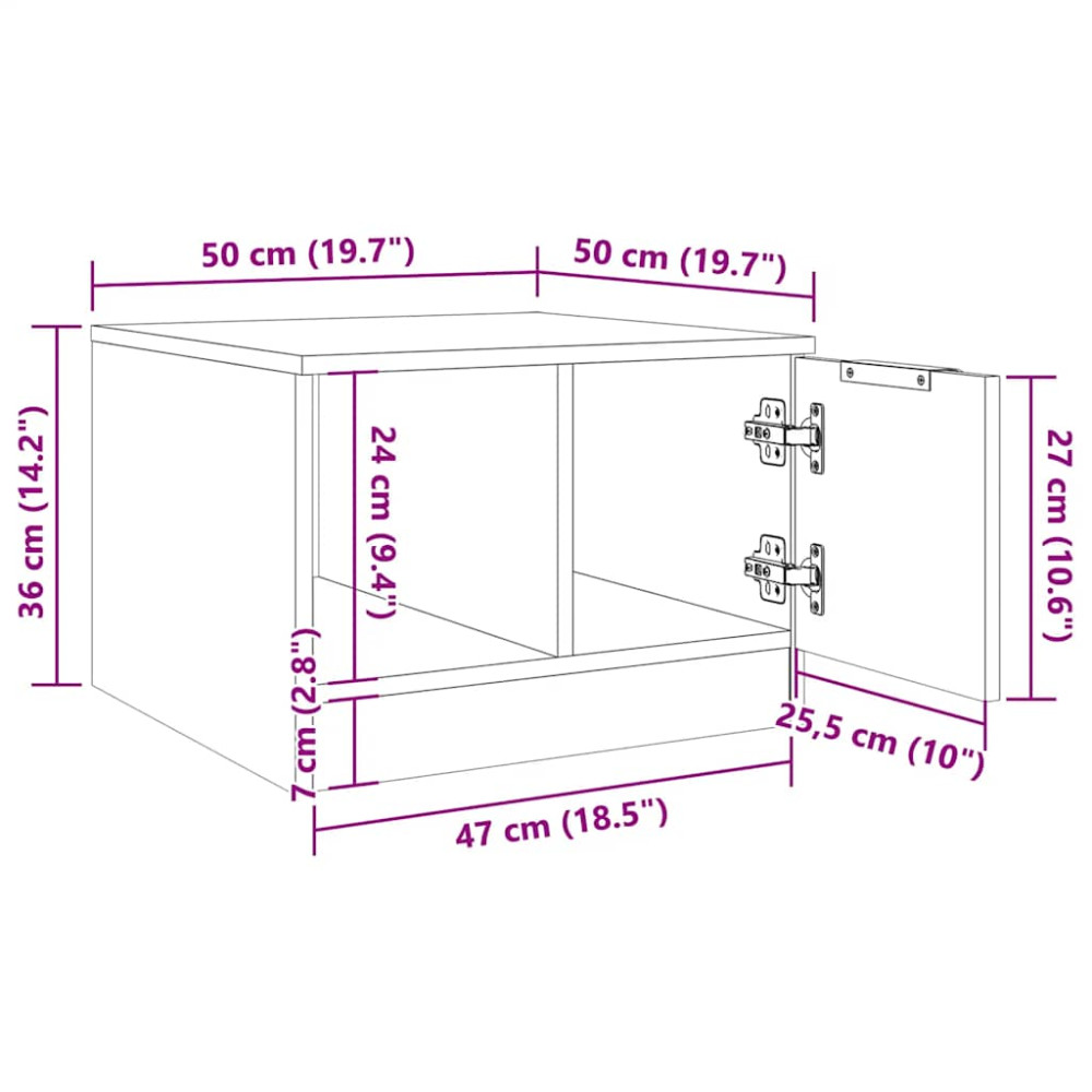 Produktbild för Soffbord ek 50x50x36 cm konstruerat trä