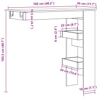 Produktbild för Barbord väggmonterat gammalt trä 102x45x103,5cm konstruerat trä