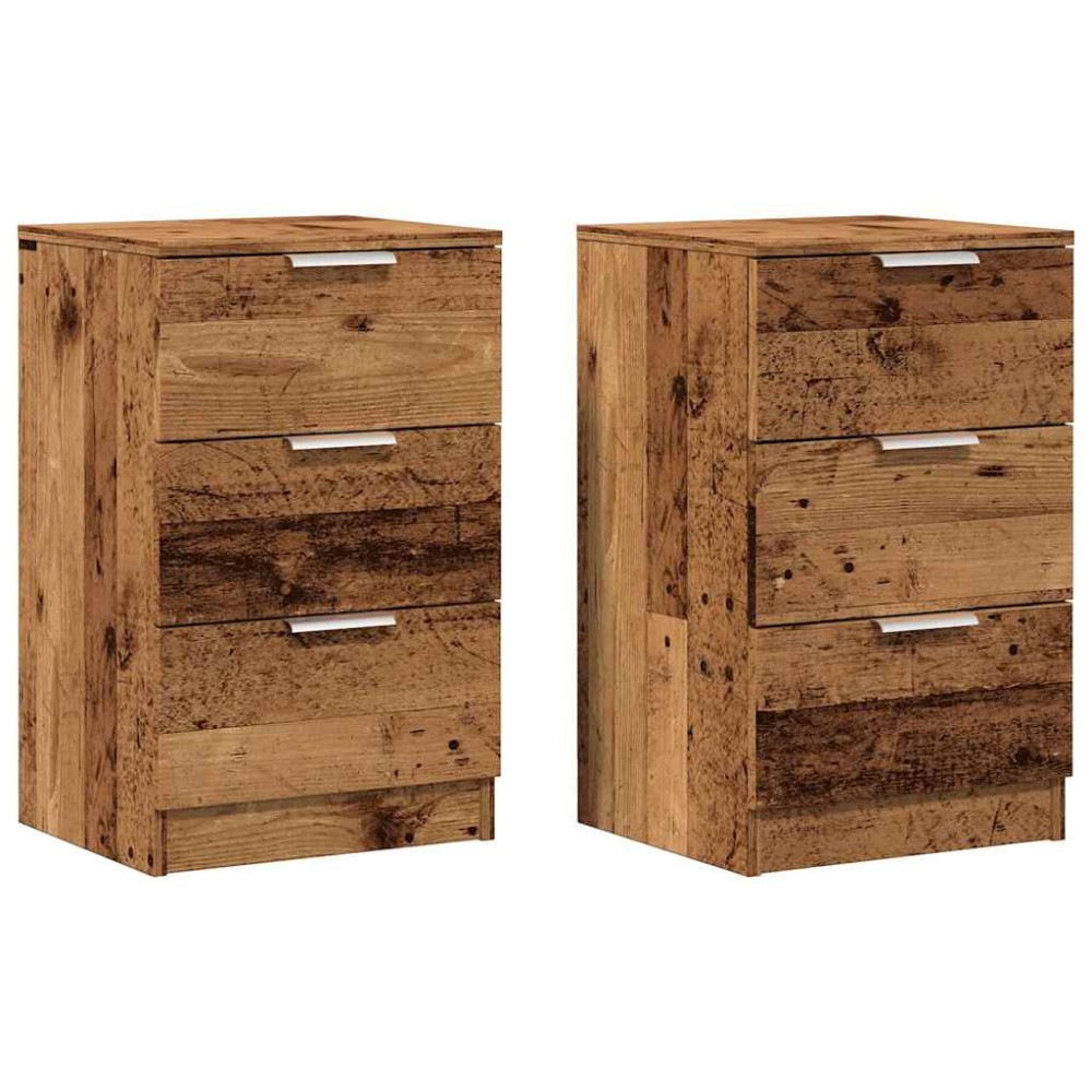 Produktbild för Sängbord 2 st åldrat trä 40x36x65 cm konstruerat trä