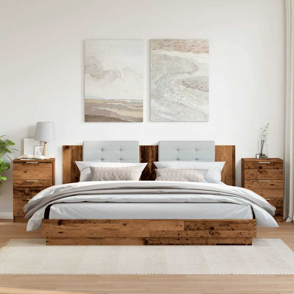 Produktbild för Sängbord 2 st åldrat trä 40x36x65 cm konstruerat trä