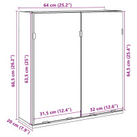 Produktbild för Spegelskåp för badrum betonggrå 64x20x66,5 cm konstruerat trä