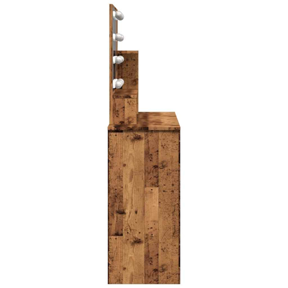 Produktbild för Sminkbord med LED åldrat trä 86,5x35x136 cm