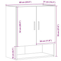 Produktbild för Väggskåp åldrat trä 60x31x70 cm konstruerat trä