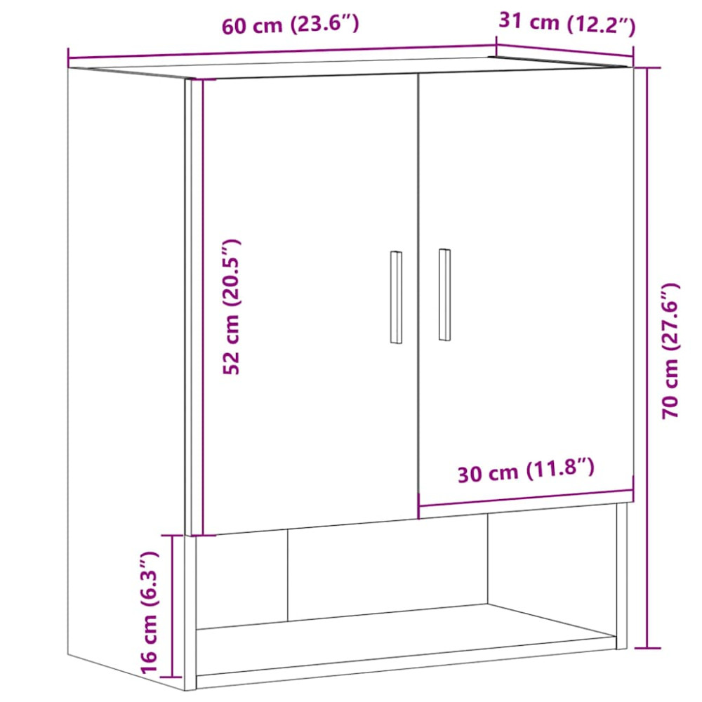Produktbild för Väggskåp artisan ek 60x31x70 cm konstruerat trä