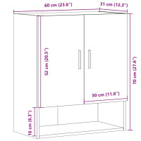 Produktbild för Väggskåp artisan ek 60x31x70 cm konstruerat trä