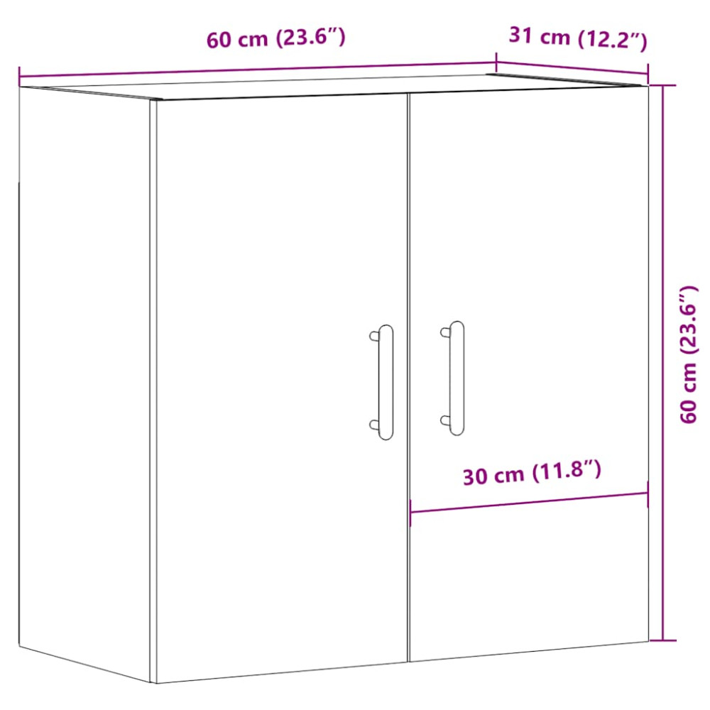 Produktbild för Väggskåp åldrat trä 60x31x60 cm konstruerat trä