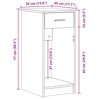 Produktbild för Datorstativ med låda rökfärgad ek 35x45x77 cm