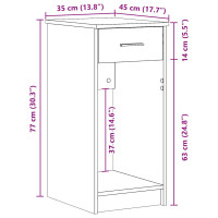 Produktbild för Datorstativ med låda åldrat trä 35x45x77 cm