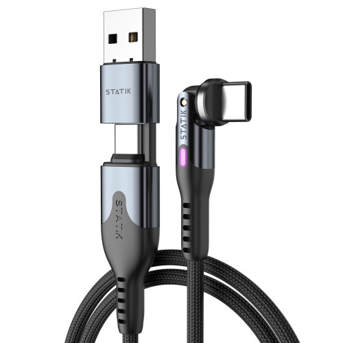 STATIK PowerPivot Pro Nylon Braided USB-C to USB-C, 1m Black