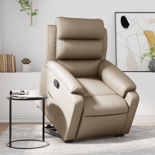 vidaXL Reclinerfåtölj med uppresningshjälp cappuccino konstläder