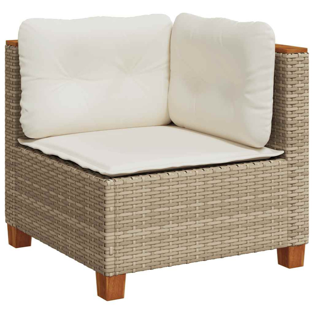 Produktbild för Soffgrupp för trädgården med dynor 5 delar beige konstrotting