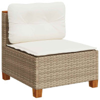 Produktbild för Soffgrupp för trädgården med dynor 5 delar beige konstrotting
