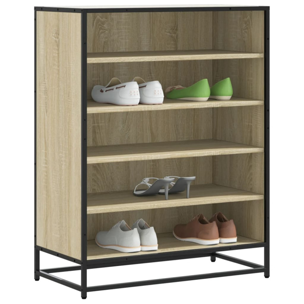 Produktbild för Skoskåp sonoma-ek 75x38x97,5 cm konstruerat trä och metall