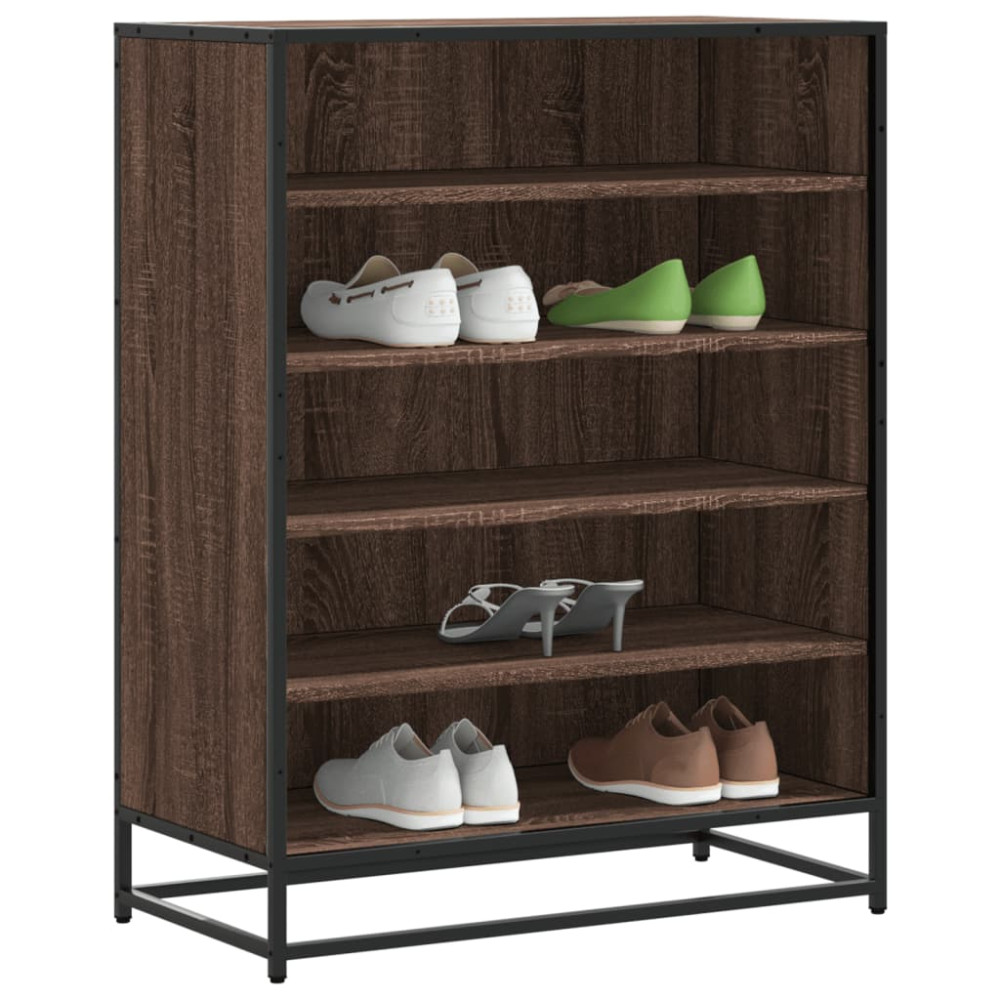 Produktbild för Skoskåp brun ek 75x38x97,5 cm konstruerat trä och metall