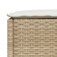 Produktbild för Trädgårdspall med dyna beige 63,5x56x32 cm konstrotting