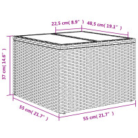 Produktbild för Trädgårdsbord med glasskiva brun 55x55x37 cm konstrotting