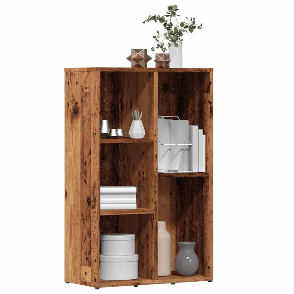 Produktbild för Bokhylla åldrat trä 50x25x80 cm konstruerat trä