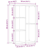 Produktbild för Bokhylla åldrat trä 50x25x80 cm konstruerat trä