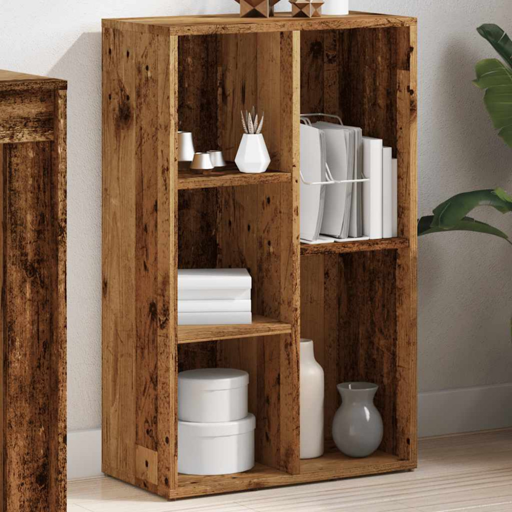 Produktbild för Bokhylla åldrat trä 50x25x80 cm konstruerat trä
