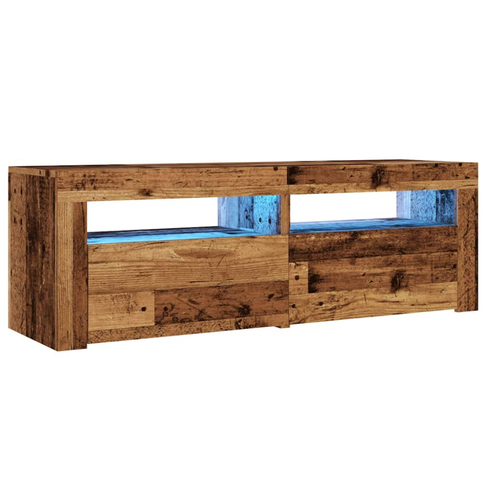 Produktbild för TV-bänk med LED-lampor åldrat trä 120x35x40 cm konstruerat trä
