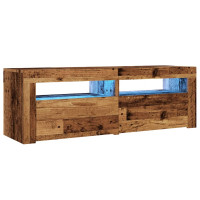 Produktbild för TV-bänk med LED-lampor åldrat trä 120x35x40 cm konstruerat trä