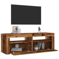 Produktbild för TV-bänk med LED-lampor åldrat trä 120x35x40 cm konstruerat trä