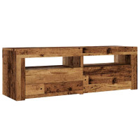 Produktbild för TV-bänk med LED-lampor åldrat trä 120x35x40 cm konstruerat trä