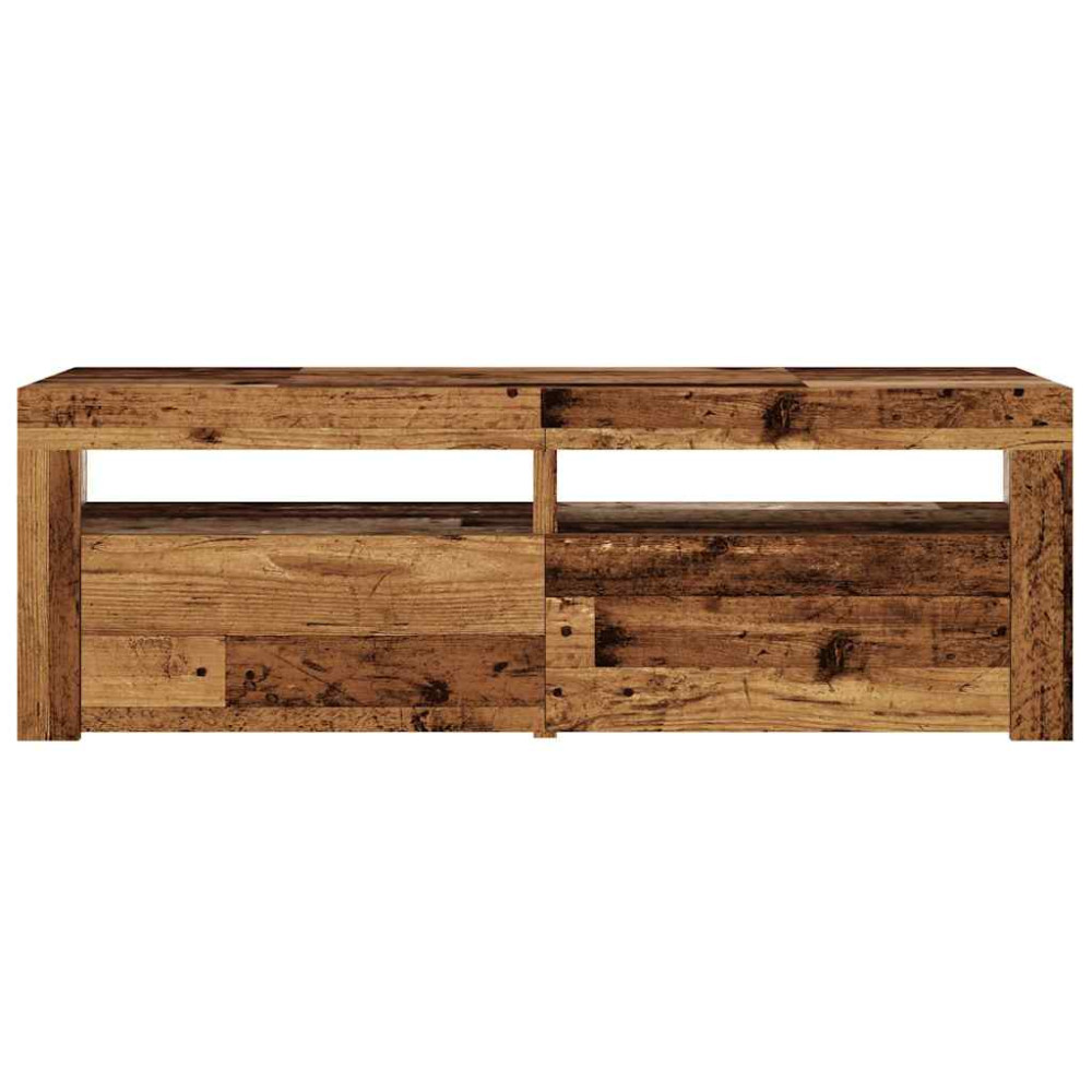 Produktbild för TV-bänk med LED-lampor åldrat trä 120x35x40 cm konstruerat trä