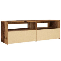 Produktbild för TV-bänk med LED-lampor åldrat trä 120x35x40 cm konstruerat trä